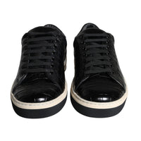 Dolce & Gabbana Black Leather Men Low Top Sneakers Shoes