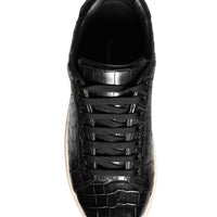 Dolce & Gabbana Black Leather Men Low Top Sneakers Shoes