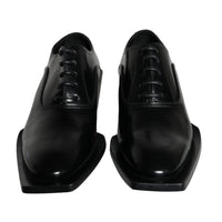 Dolce & Gabbana Black Calfskin Leather Derby Dress Men Shoes