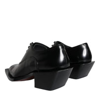 Dolce & Gabbana Black Calfskin Leather Derby Dress Men Shoes