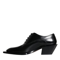 Dolce & Gabbana Black Calfskin Leather Derby Dress Men Shoes