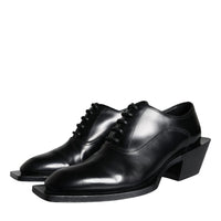 Dolce & Gabbana Black Calfskin Leather Derby Dress Men Shoes