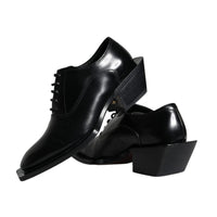 Dolce & Gabbana Black Calfskin Leather Derby Dress Men Shoes