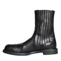 Dolce & Gabbana Black Horse Leather Mid Calf Boots Men Shoes