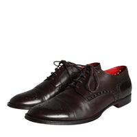 Dolce & Gabbana Brown Calfskin Leather Lace Up Oxford Shoes