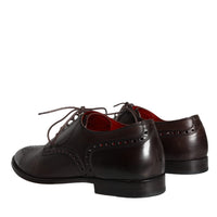 Dolce & Gabbana Brown Calfskin Leather Lace Up Oxford Shoes