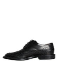 Dolce & Gabbana Black Leather Oxford Wingtip Formal Men Shoes