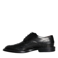 Dolce & Gabbana Black Leather Oxford Wingtip Formal Men Shoes