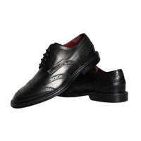 Dolce & Gabbana Black Leather Oxford Wingtip Formal Men Shoes