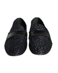 Dolce & Gabbana Black Woven Raffia Slip On Loafers Men Shoes
