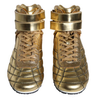 Dolce & Gabbana Gold Leather Sartoria High Top Sneakers Shoes