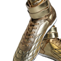 Dolce & Gabbana Gold Leather Sartoria High Top Sneakers Shoes