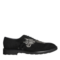 Dolce & Gabbana Black Suede Sicilia Lace Up Formal Shoes