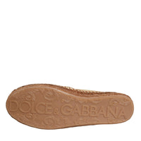 Dolce & Gabbana Gold Leather Loafers Flats Espadrille Shoes