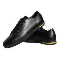 Dolce & Gabbana Black Gold Leather Classic Sneakers Shoes