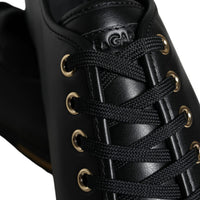 Dolce & Gabbana Black Gold Leather Classic Sneakers Shoes