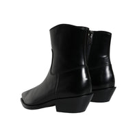 Dolce & Gabbana Black Leather Ankle Boots Booties Shoes