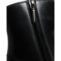 Dolce & Gabbana Black Leather Ankle Boots Booties Shoes