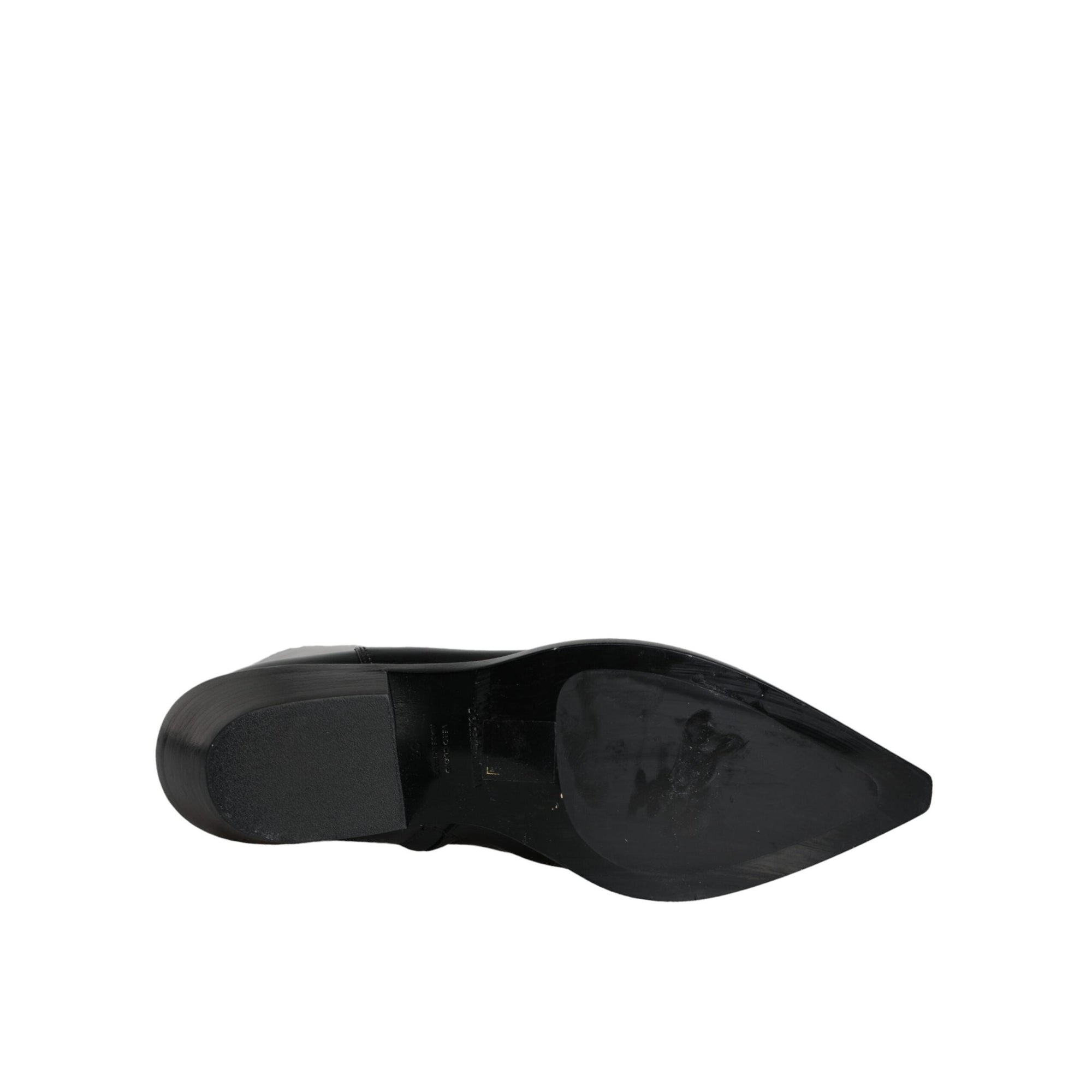 Dolce &amp; Gabbana Black Leather Ankle Boots Booties Shoes