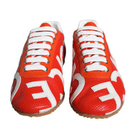 Dolce & Gabbana Red White Leather Logo Casual Sneakers Shoes