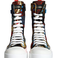 Dolce & Gabbana Multicolor Patchwork Logo High Top Sneakers Shoes