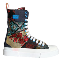 Dolce & Gabbana Multicolor Patchwork Logo High Top Sneakers Shoes