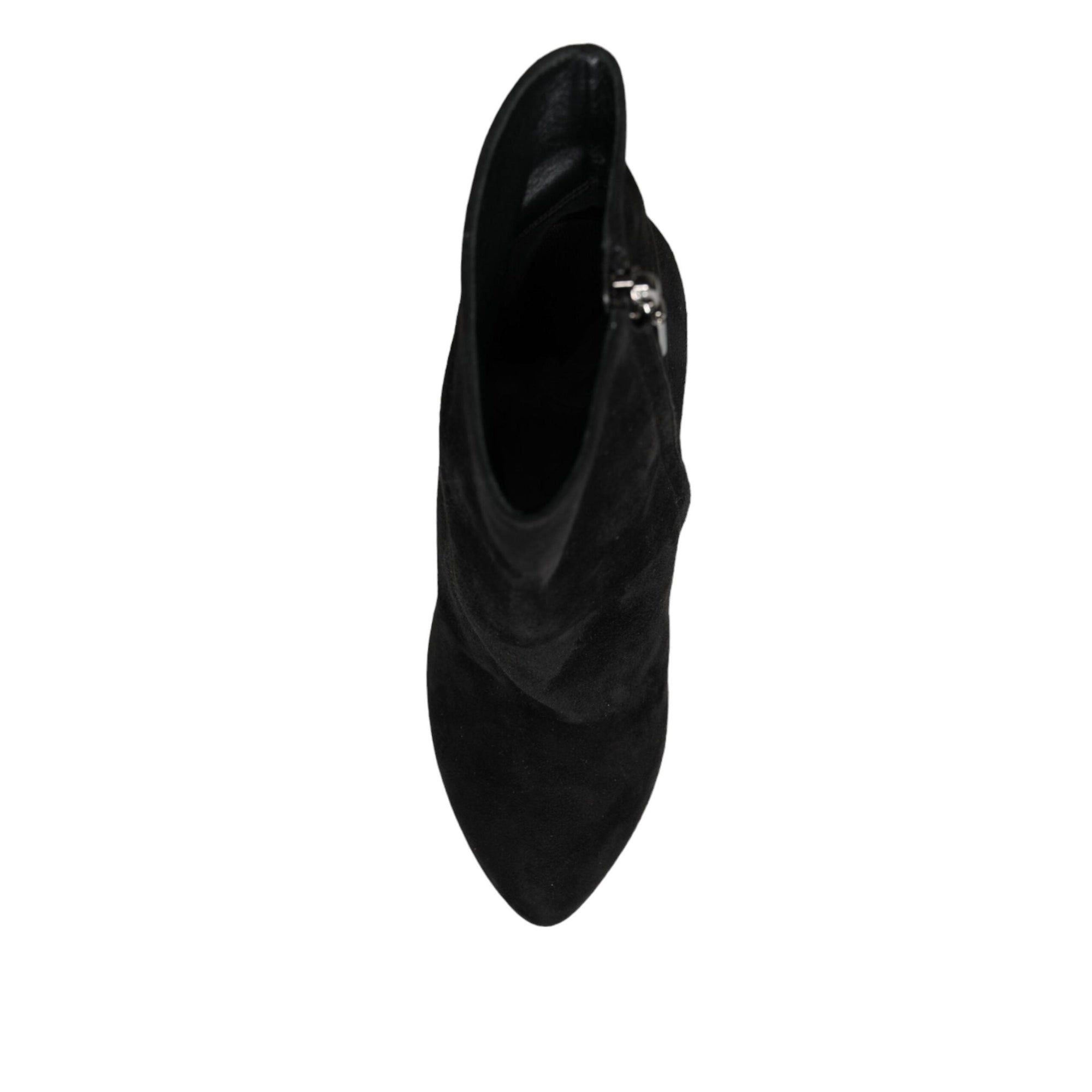 Dolce &amp; Gabbana Black Suede Leather Mid Calf Boots Shoes