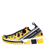 Dolce & Gabbana Yellow Sorrento Crystals Sneakers Womens Shoes