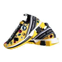 Dolce & Gabbana Yellow Sorrento Crystals Sneakers Womens Shoes