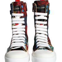 Dolce & Gabbana Multicolor Patchwork Logo High Top Sneakers Shoes