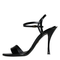 Dolce & Gabbana Black KEIRA Leather Heels Sandals Shoes