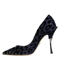 Dolce & Gabbana Dark Blue Leopard Lurex Heels Pumps Shoes