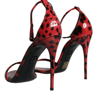 Dolce & Gabbana Red Leopard Leather Ankle Strap Keira Sandals Shoes