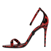 Dolce & Gabbana Red Leopard Leather Ankle Strap Keira Sandals Shoes