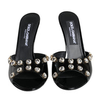 Dolce & Gabbana Black Crystal Heels Keira Sandals Shoes