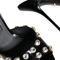 Dolce & Gabbana Black Crystal Heels Keira Sandals Shoes