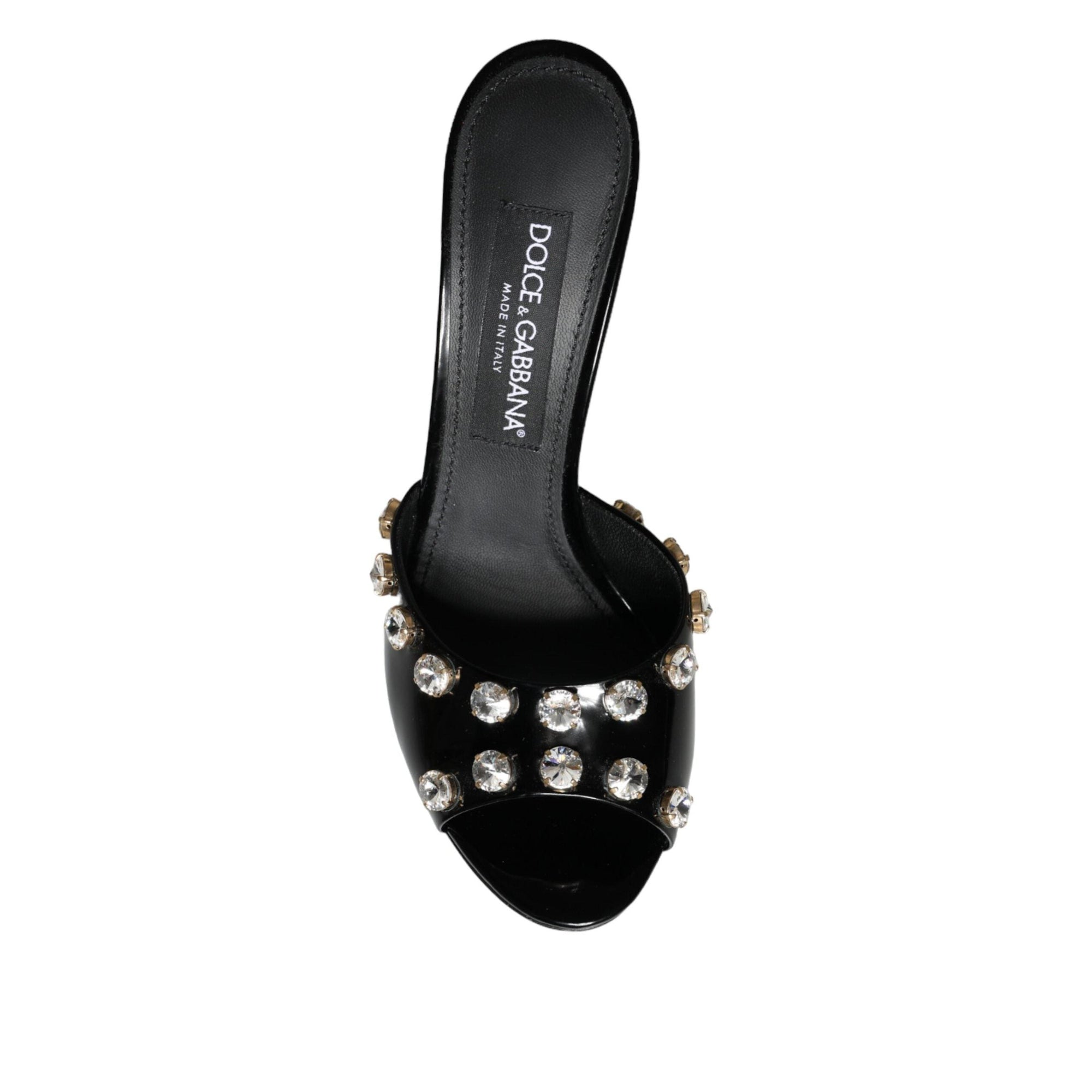 Dolce &amp; Gabbana Black Crystal Heels Keira Sandals Shoes