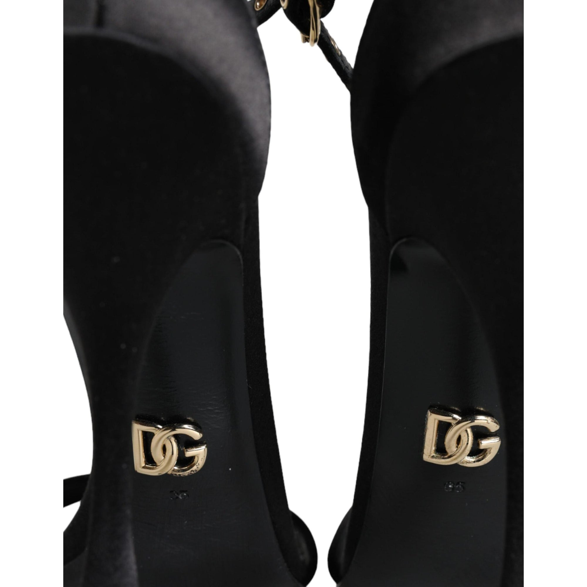 Dolce &amp; Gabbana Black KEIRA Heels Ankle Strap Sandals Shoes