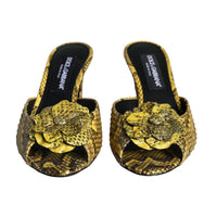 Dolce & Gabbana Yellow Leather Block Heels Slides Shoes