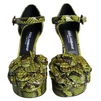 Dolce & Gabbana Green Exotic Leather Ankle Strap Heels Sandals Shoes