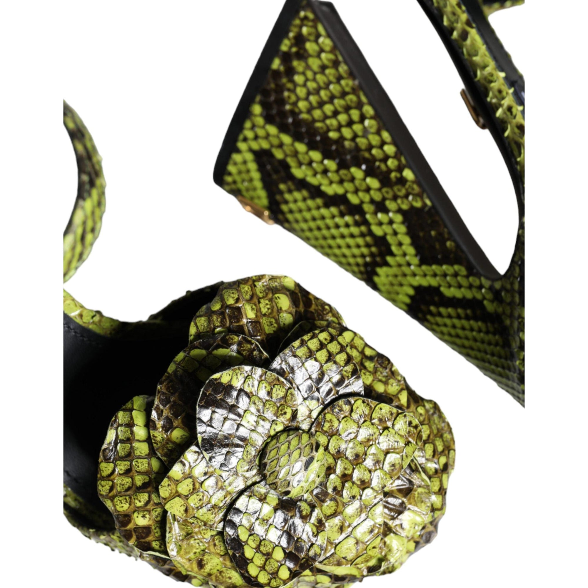 Dolce &amp; Gabbana Green Exotic Leather Ankle Strap Heels Sandals Shoes