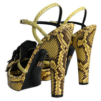 Dolce & Gabbana Yellow Exotic Leather Ankle Strap Heels Sandals Shoes