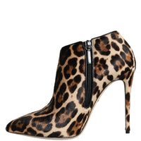 Dolce & Gabbana Brown Leopard Calf Fur Heels Ankle Boots Shoes