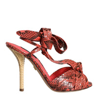 Dolce & Gabbana Coral Exotic Leather Heels Sandals Shoes