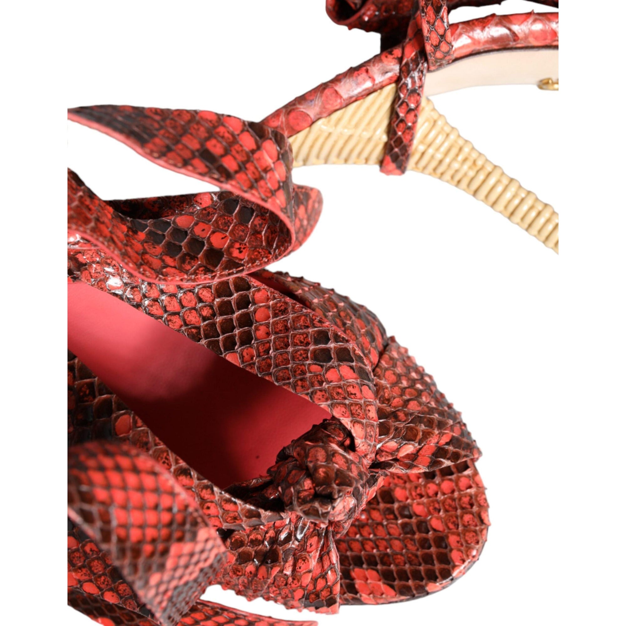 Dolce &amp; Gabbana Coral Exotic Leather Heels Sandals Shoes
