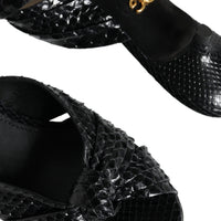 Dolce & Gabbana Black Leather Heels Slides Sandals Shoes