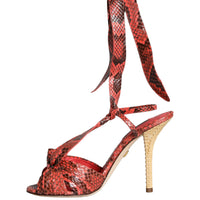 Dolce & Gabbana Coral Exotic Leather Heels Sandals Shoes