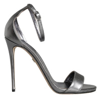 Dolce & Gabbana Silver KEIRA Heels Ankle Strap Sandals Shoes