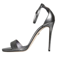 Dolce & Gabbana Silver KEIRA Heels Ankle Strap Sandals Shoes