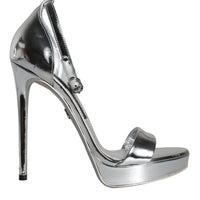 Dolce & Gabbana Silver KEIRA Heels Ankle Strap Sandals Shoes